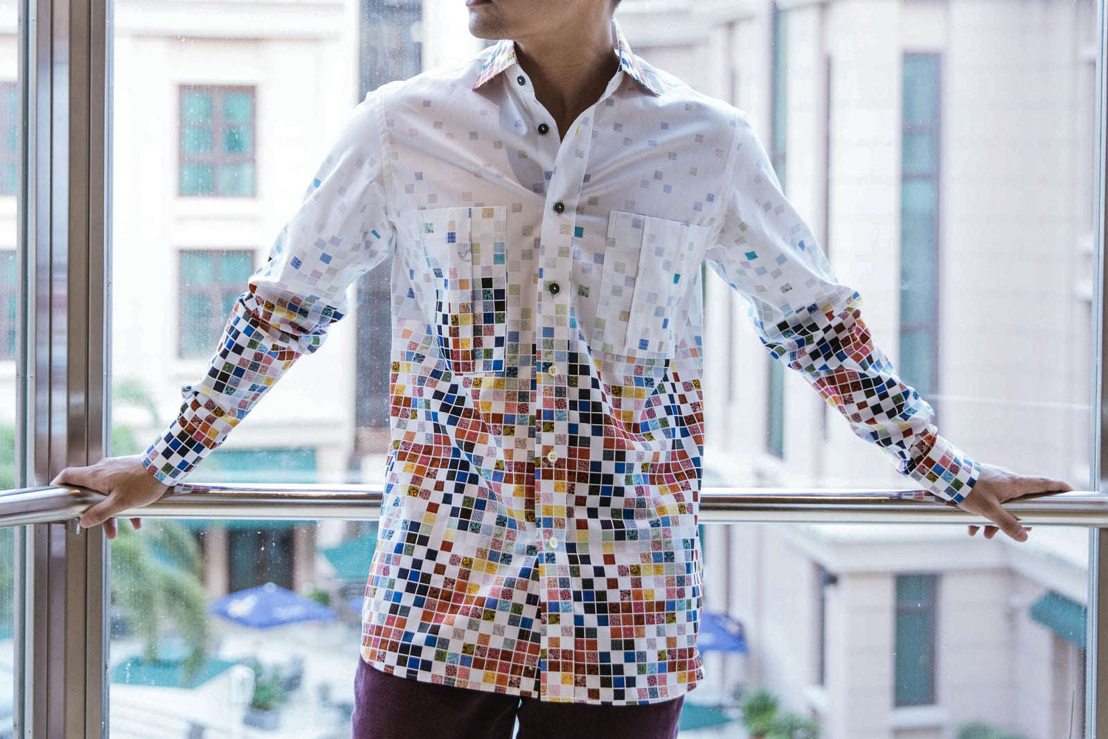 HUBERROSS 100% Cotton Prints Graduated Mosaic Made in Italy