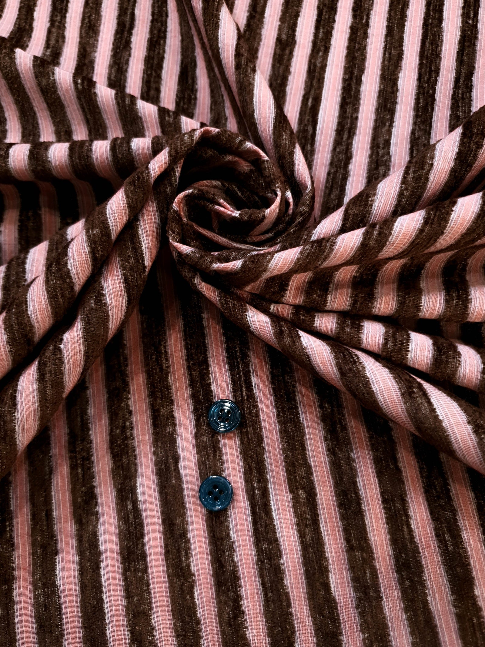 HUBERROSS Special Design with Fluffy stripes Cotton 100% Egyptian Cotton Cloth Made in Italy Width: 58'' / 150cm Last piece 2.1m at Special Price