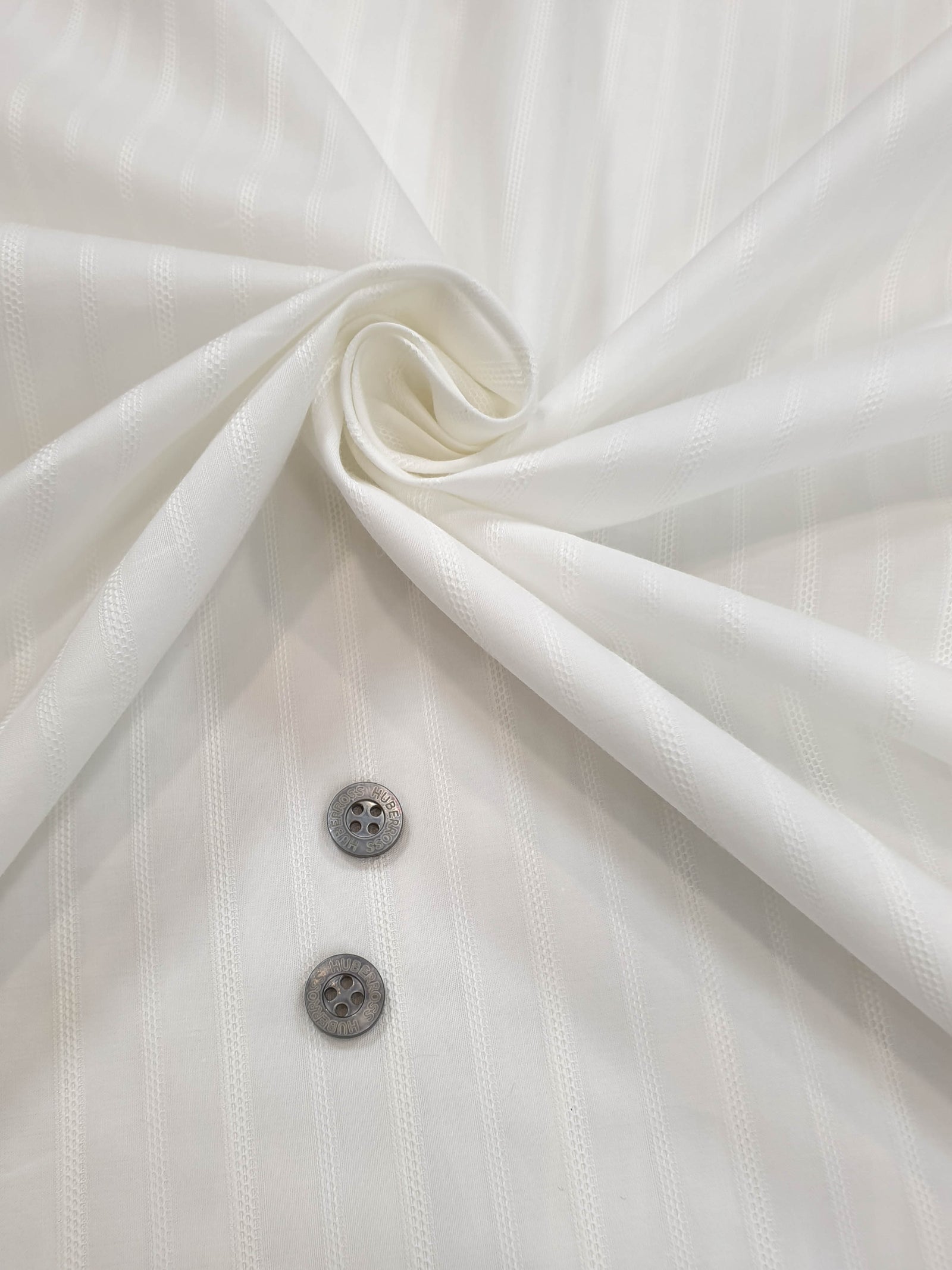 HUBERROSS Seersucker Delicate Subtle stripes white on white 100% Egyptian Cotton Cloth Made in Italy Width: 58'' / 150cm
