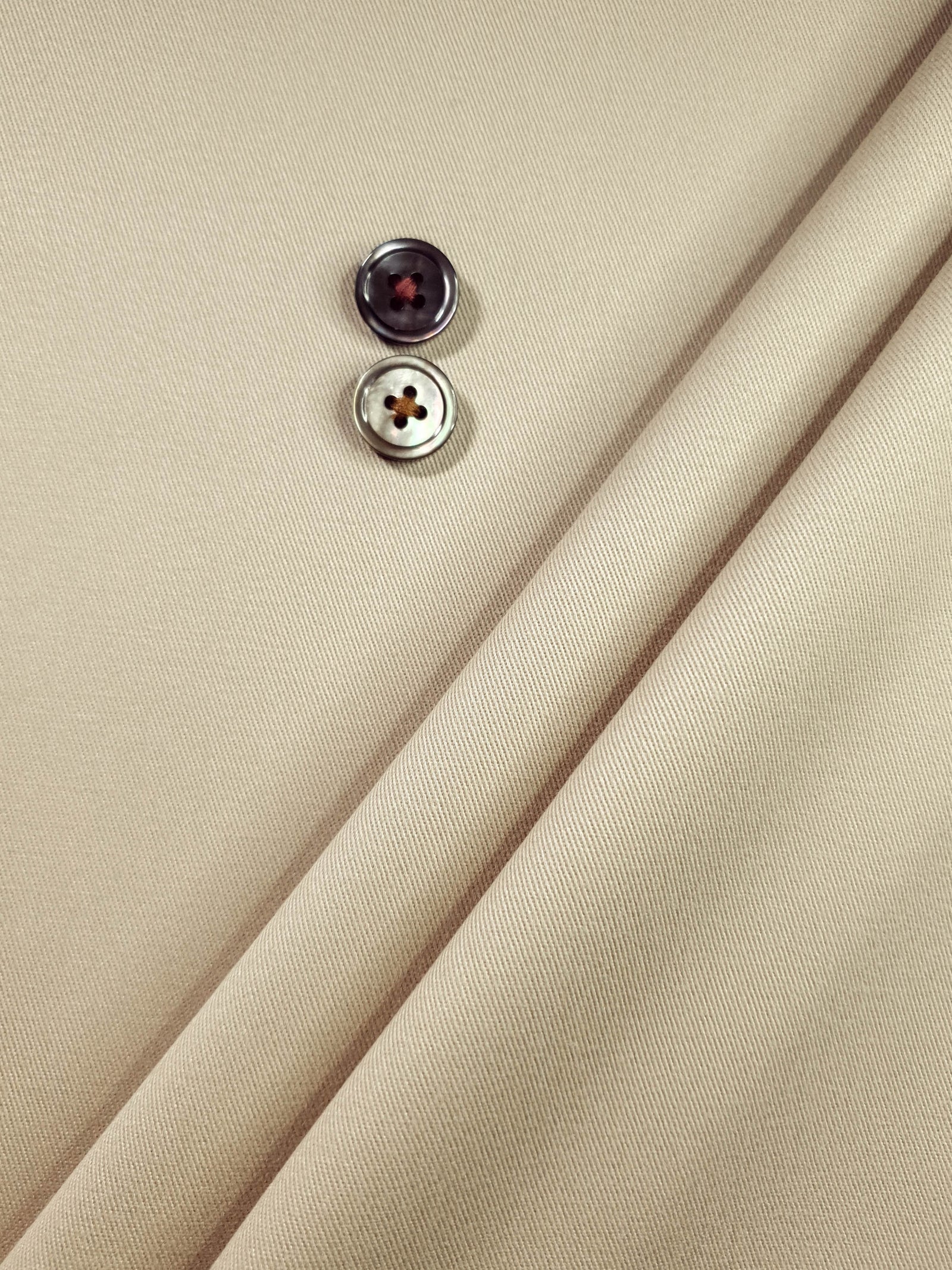 HUBERROSS Khaki Color Brushed Cotton with Stretch  97% Cotton 3% Lycra Cloth Made in Italy