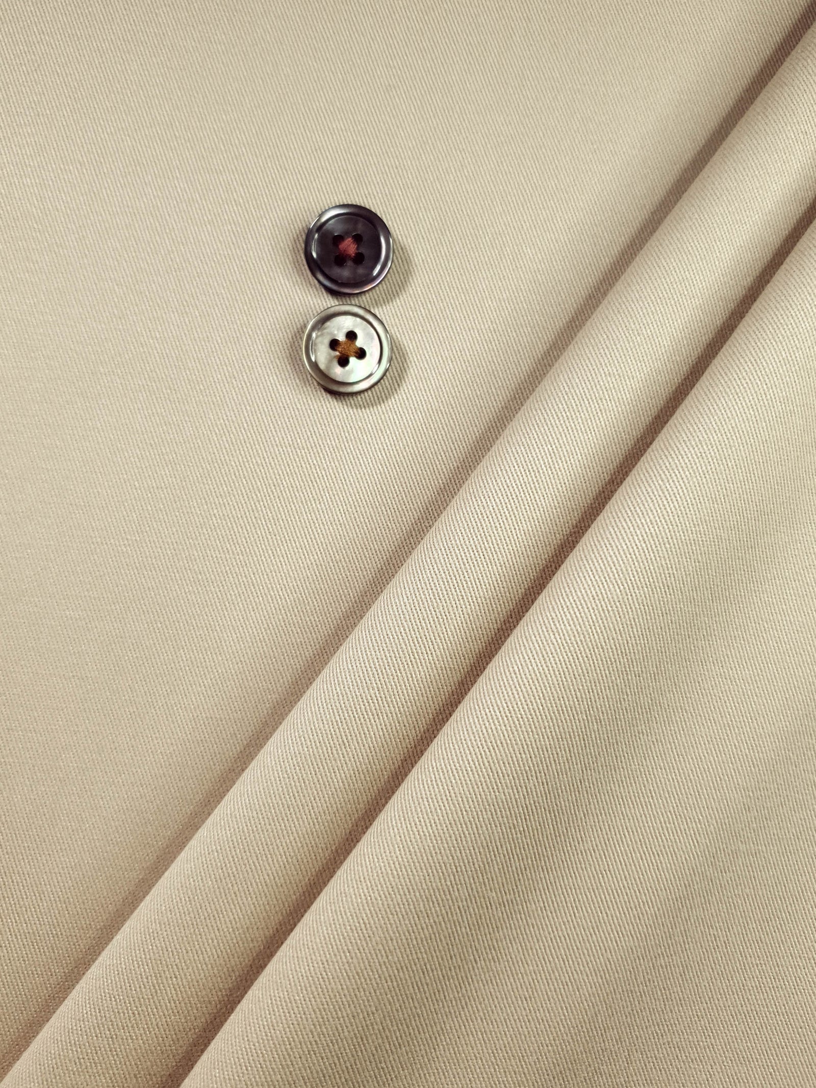 HUBERROSS Khaki Color Brushed Cotton with Stretch 97% Cotton 3% Lycra Cloth Made in Italy