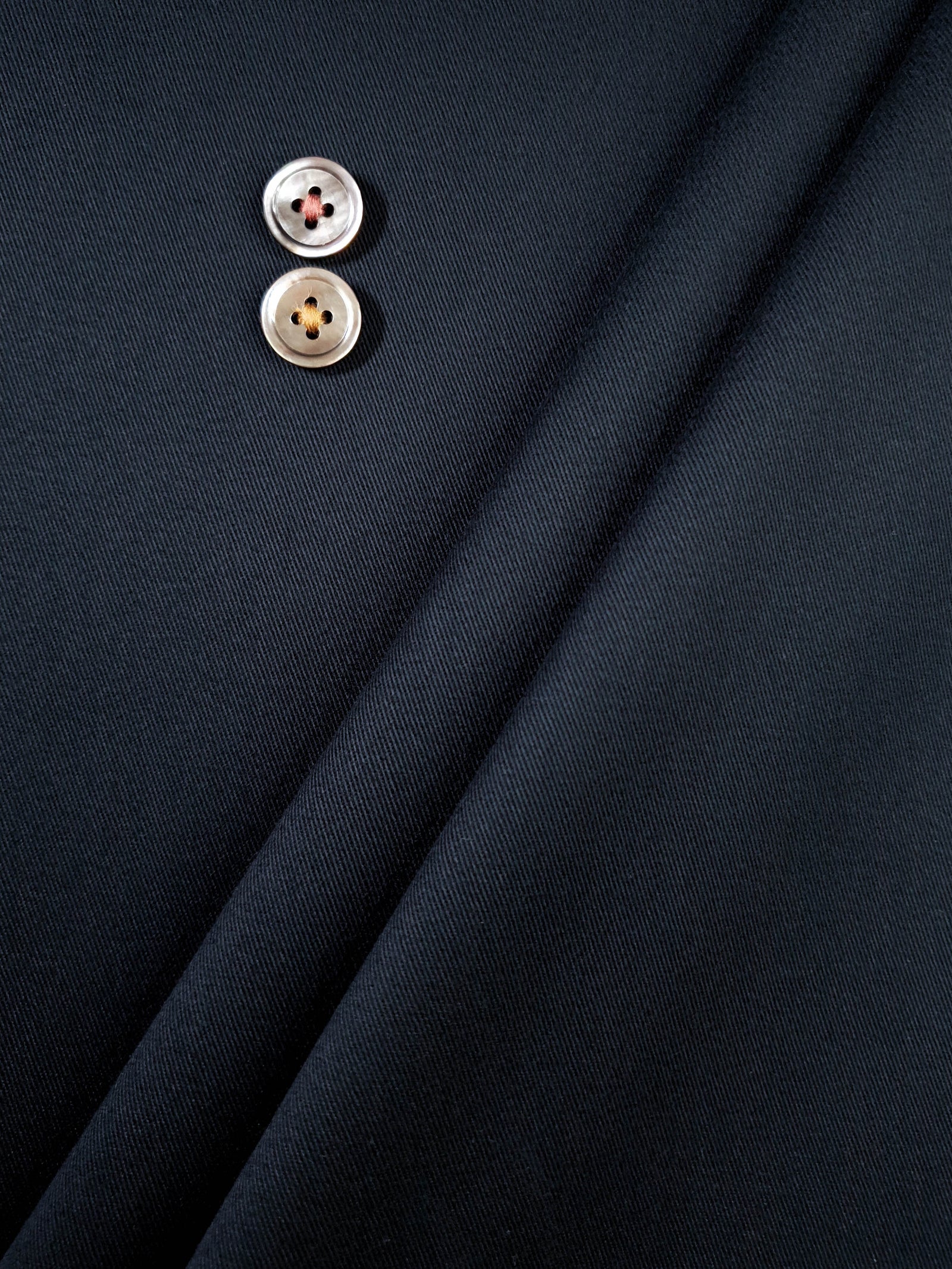 HUBERROSS Dark Navy Color Brushed Cotton Twill with Stretch 97% Cotton 3% Lycra Cloth Made in Italy