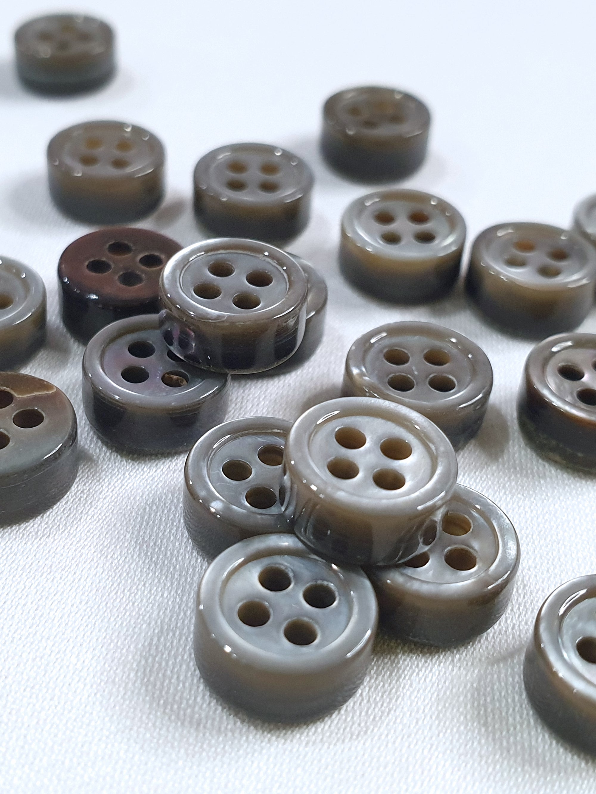 SP06/G14 HUBERROSS Grey Colour 4mm Trocus Shell Buttons