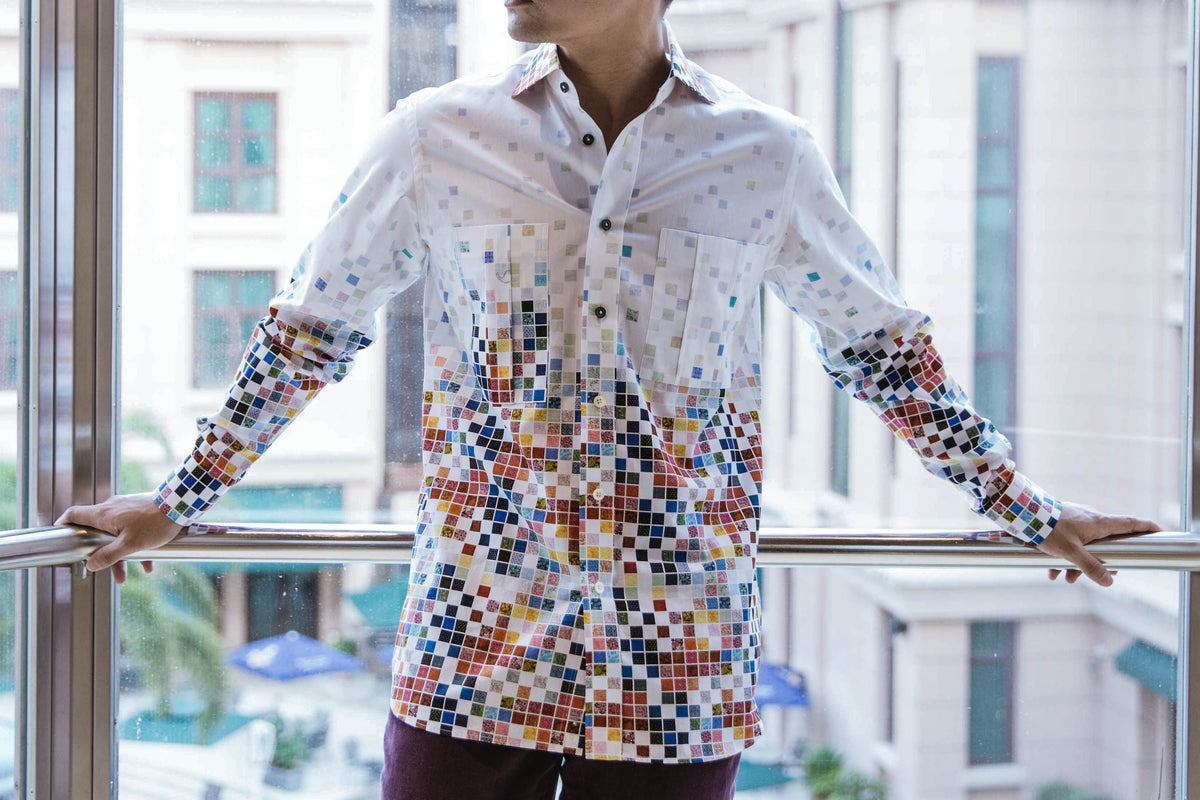 HUBERROSS 100% Cotton Prints Graduated Mosaic Made in Italy