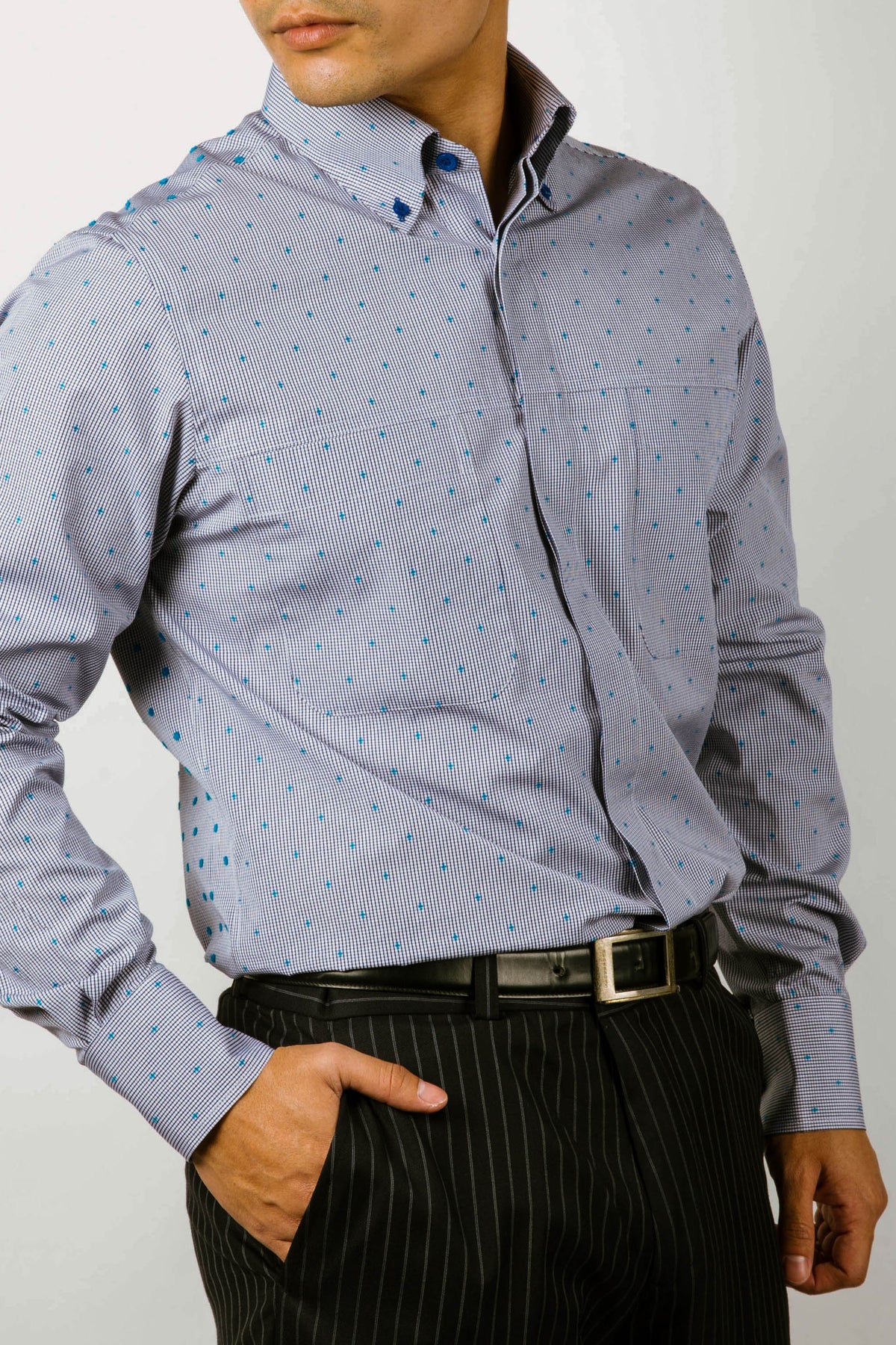 HUBERROSS 268.007 Fil Coupe 100% Cotton Shirt with reverse combination