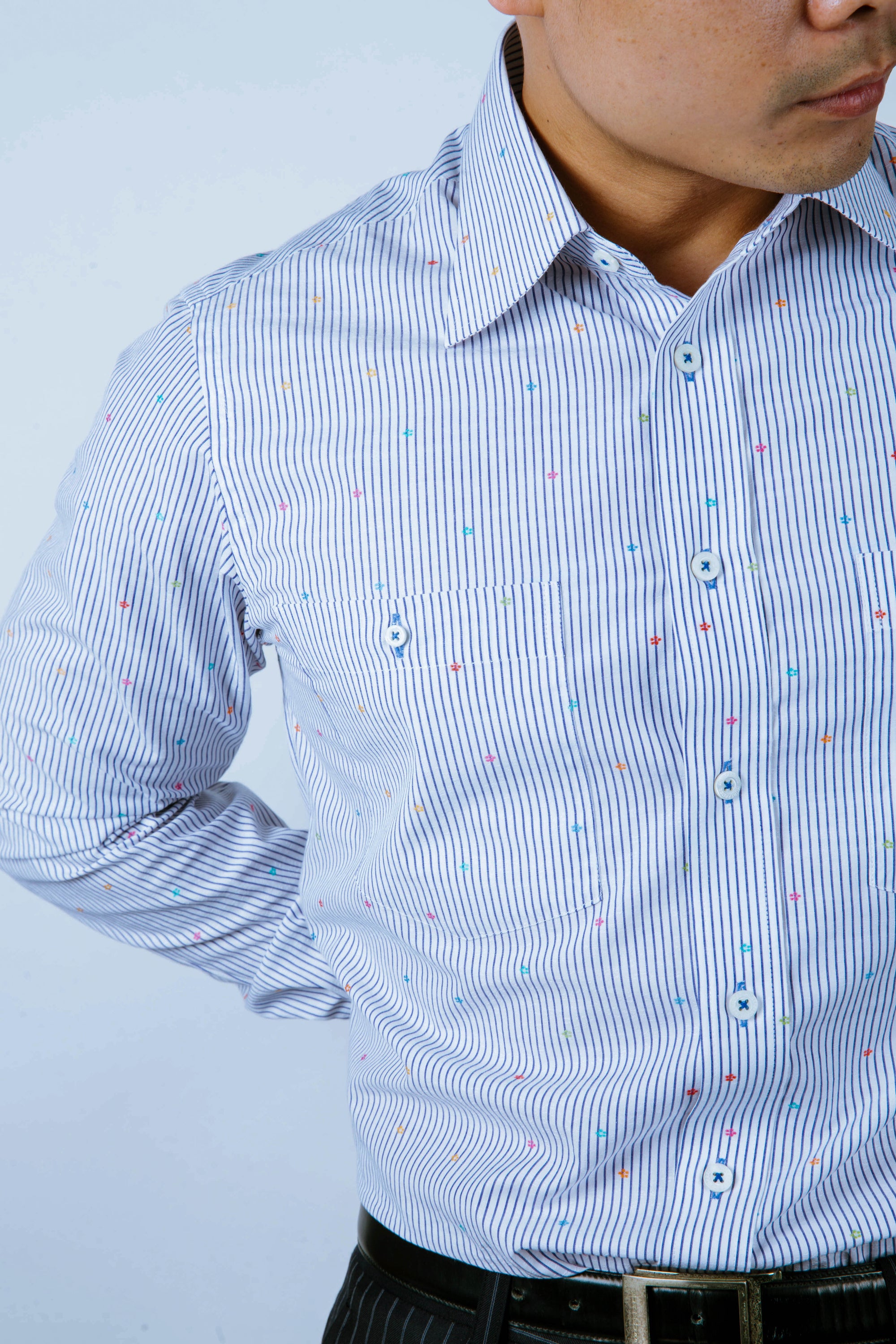 HUBERROSS 268.021 Fil Coupe 100% Cotton Shirt with criss cross back stitch 