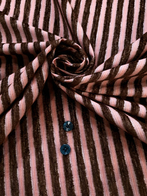 HUBERROSS Special Design with Fluffy stripes Cotton 100% Egyptian Cotton Cloth Made in Italy  Width: 58'' / 150cm  Last piece 2.1m at Special Price