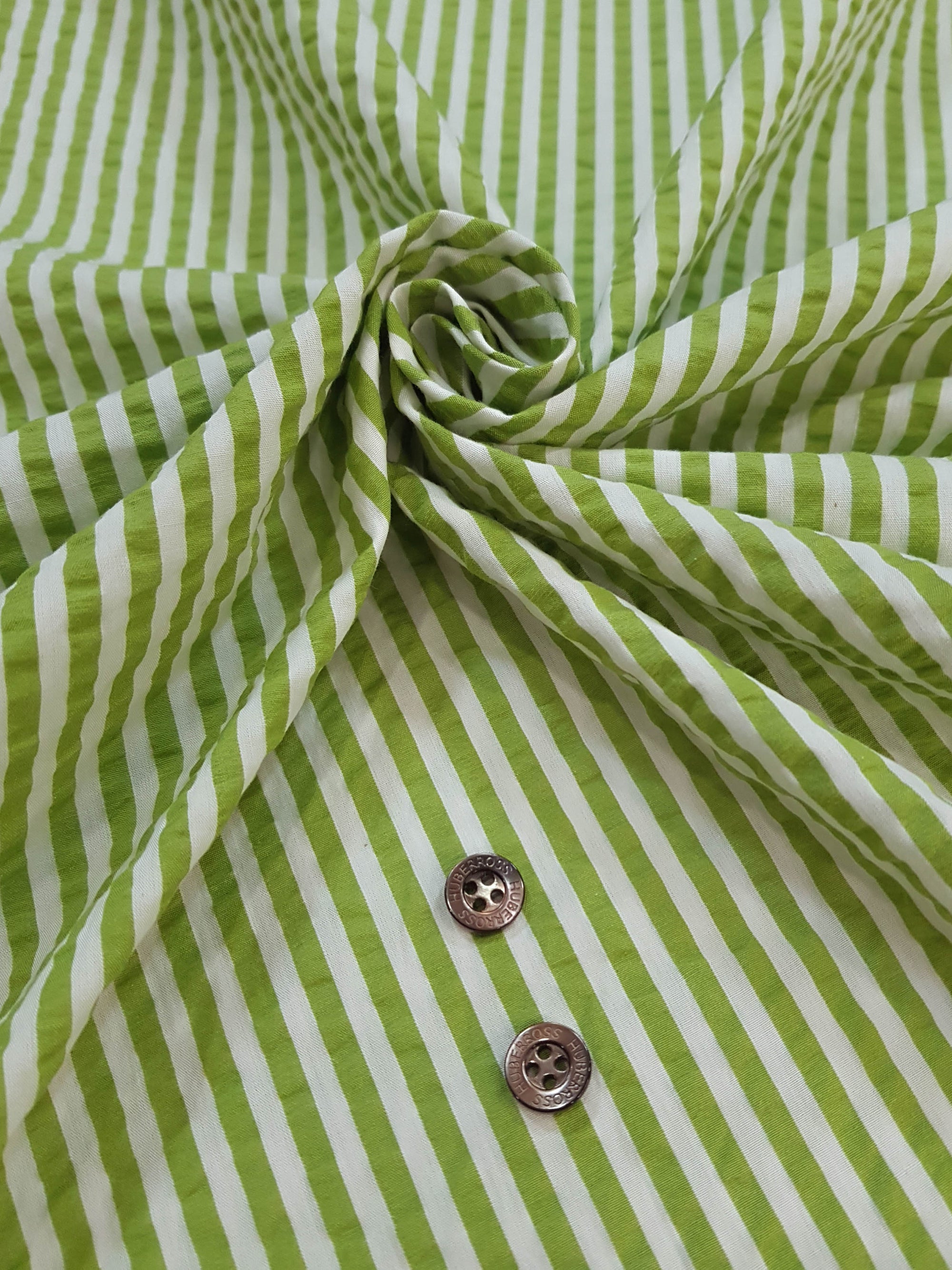 HUBERROSS Seersucker Stripes 100% Egyptian Cotton Cloth Made in Italy  Width: 58'' / 150cm