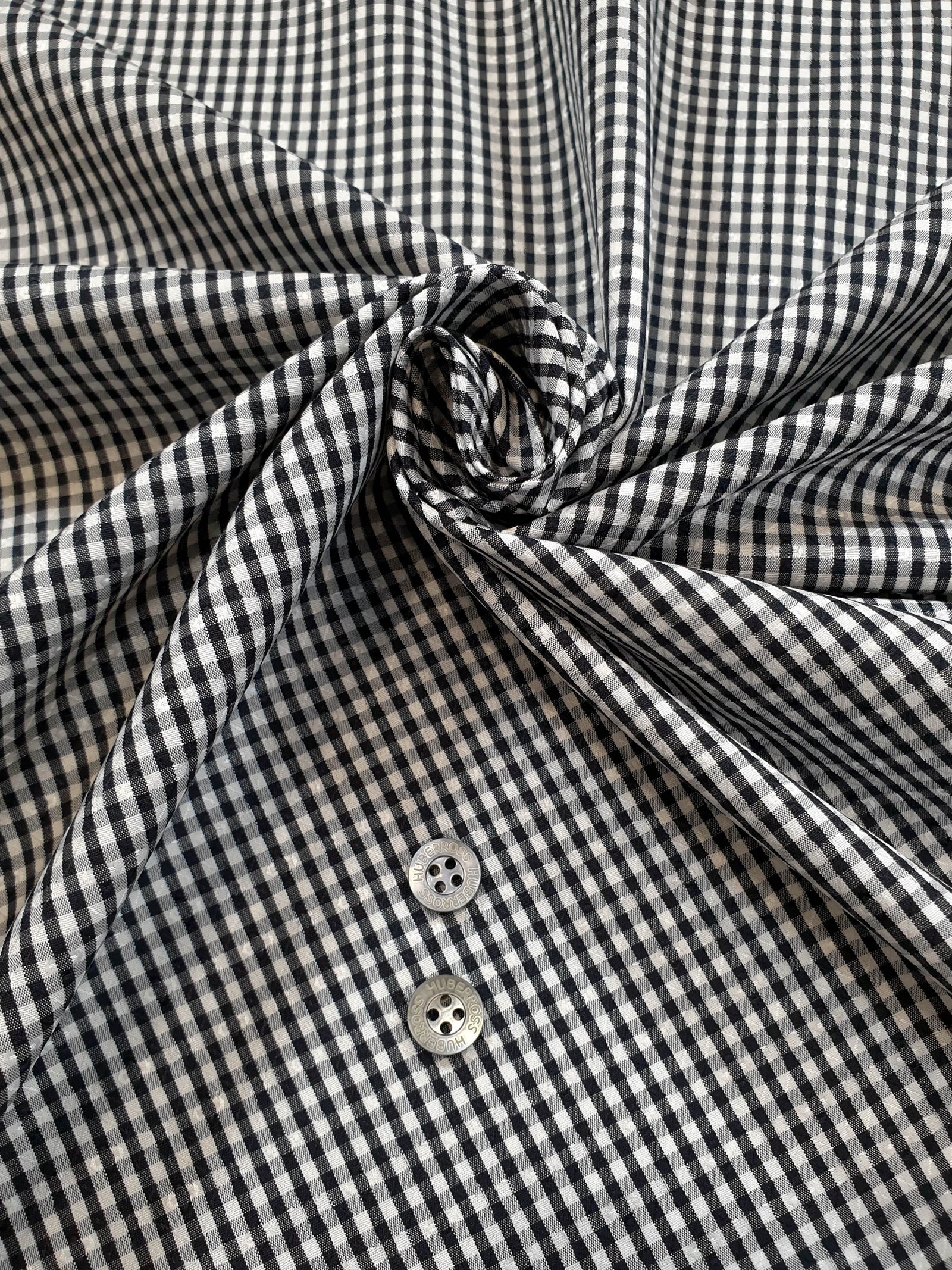 HUBERROSS Seersucker Checks 100% Egyptian Cotton Cloth Made in Italy  Width: 58'' / 150cm