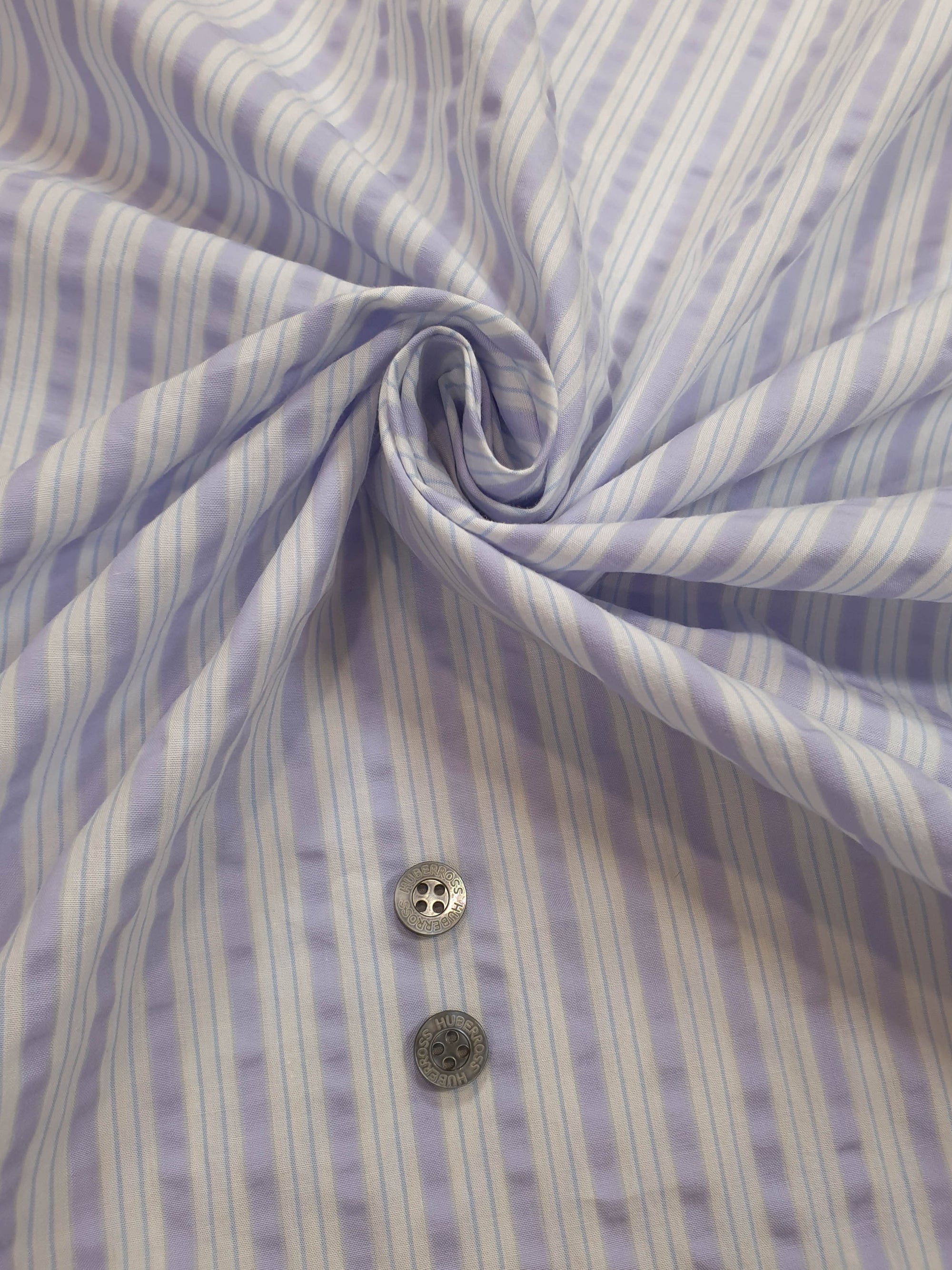 HUBERROSS Seersucker Stripes Lilac 100% Egyptian Cotton Cloth Made in Italy  Width: 58'' / 150cm