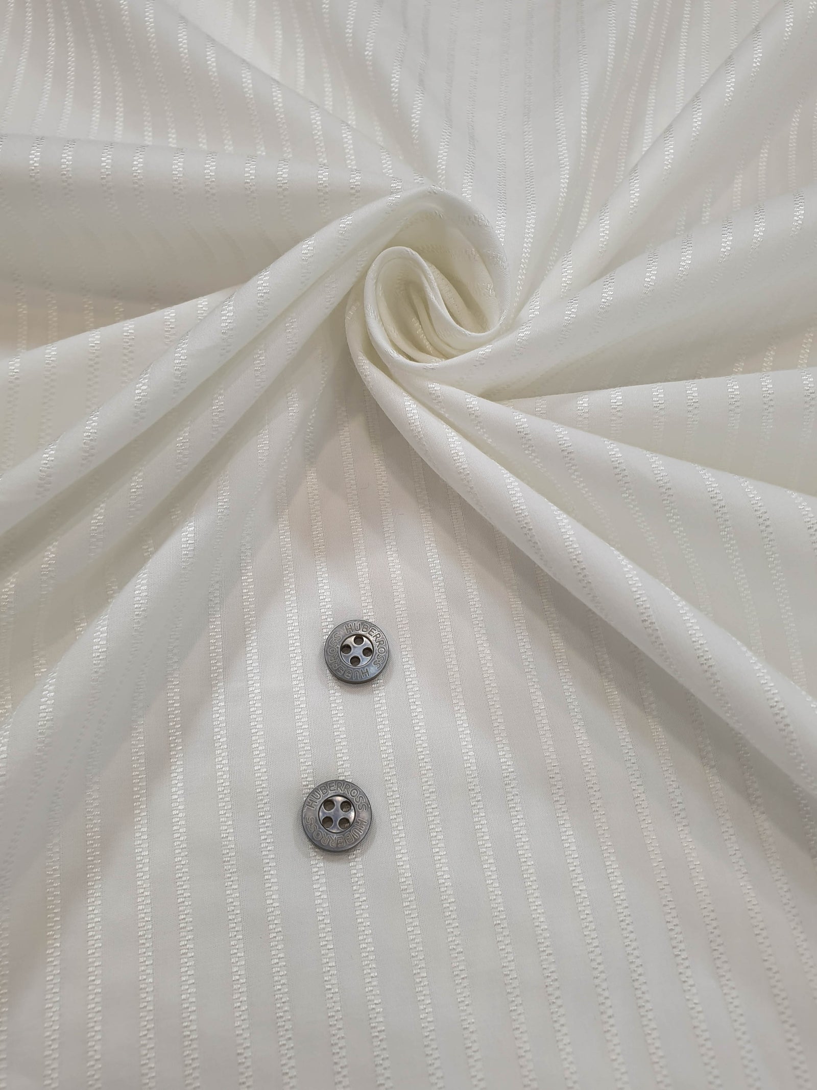 HUBERROSS Seersucker Delicate Subtle stripes white on white  100% Egyptian Cotton Cloth Made in Italy  Width: 58'' / 150cm