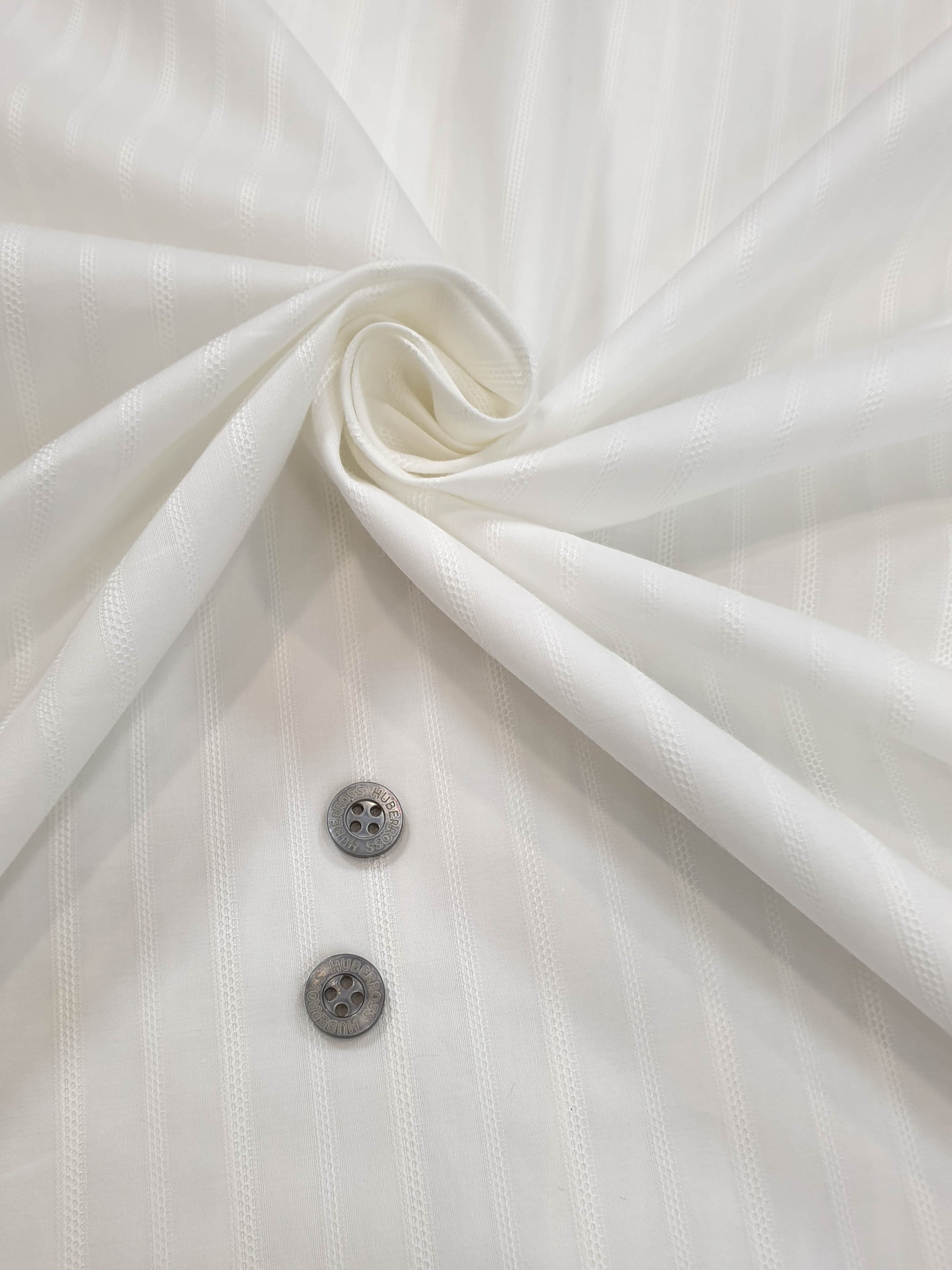 HUBERROSS Seersucker Delicate Subtle stripes white on white  100% Egyptian Cotton Cloth Made in Italy  Width: 58'' / 150cm
