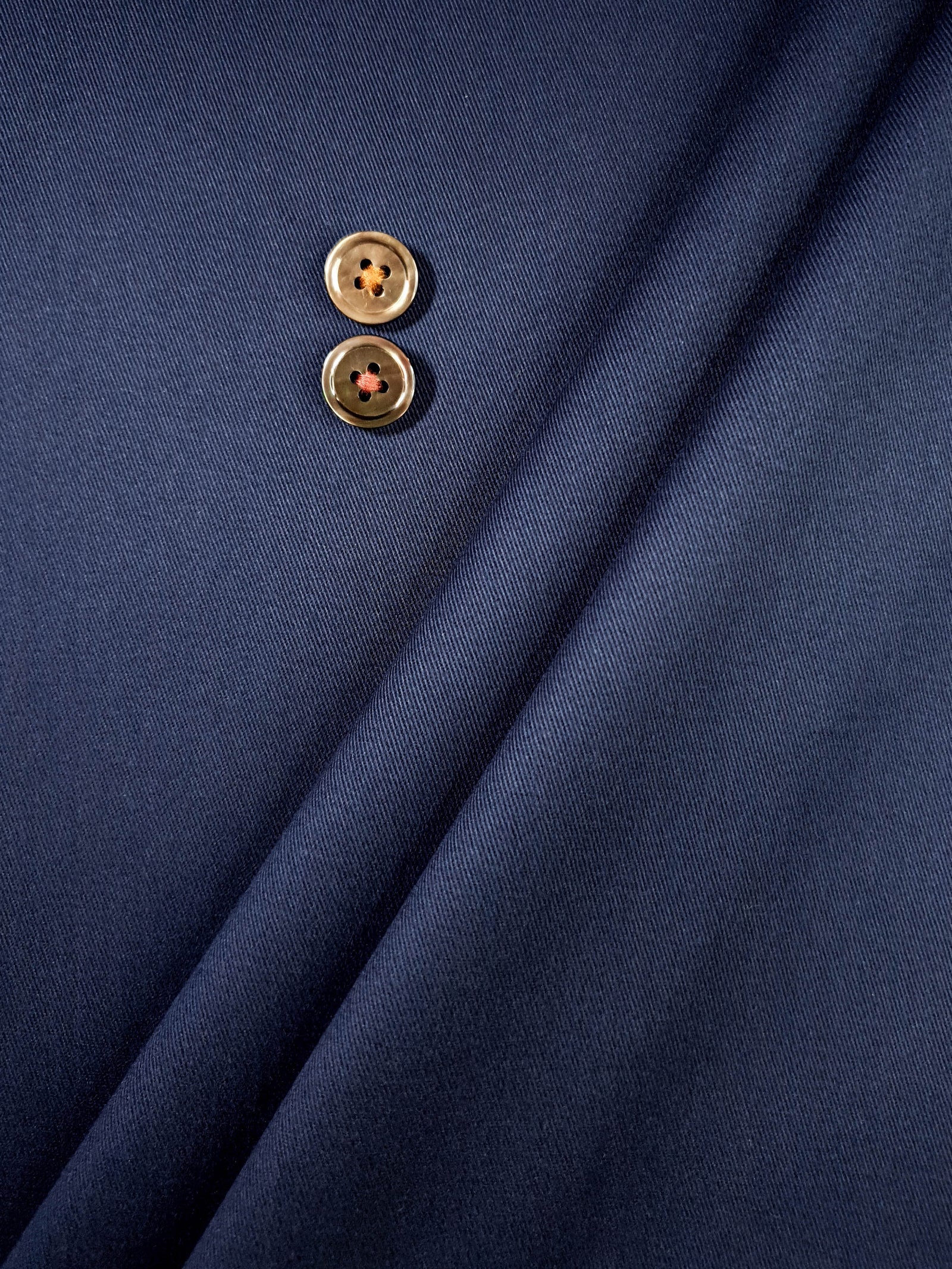 HUBERROSS Blue Color Brushed Cotton Twill  with Stretch  97% Cotton 3% Lycra Cloth Made in Italy