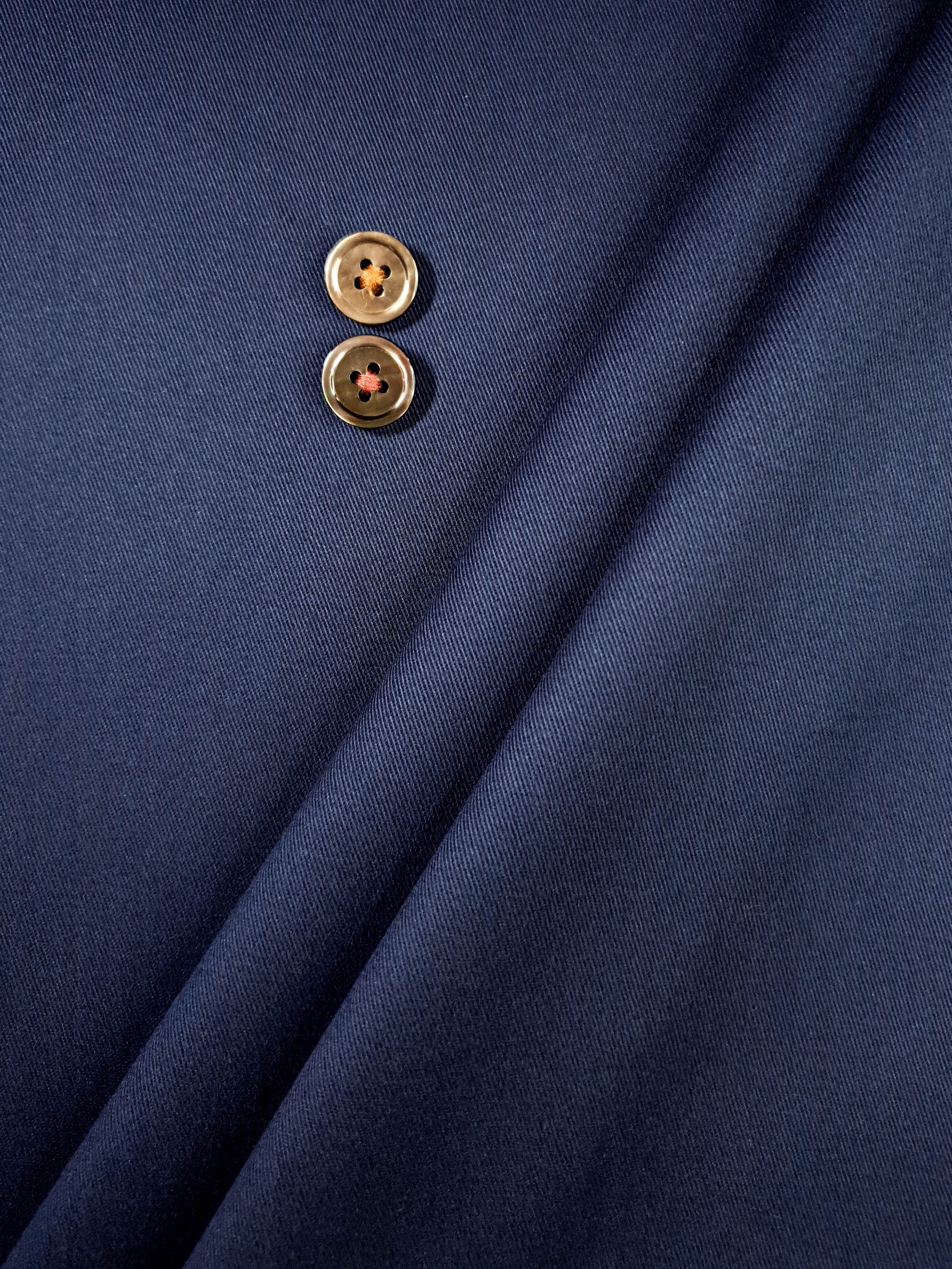HUBERROSS Blue Color Brushed Cotton Twill  with Stretch  97% Cotton 3% Lycra Cloth Made in Italy