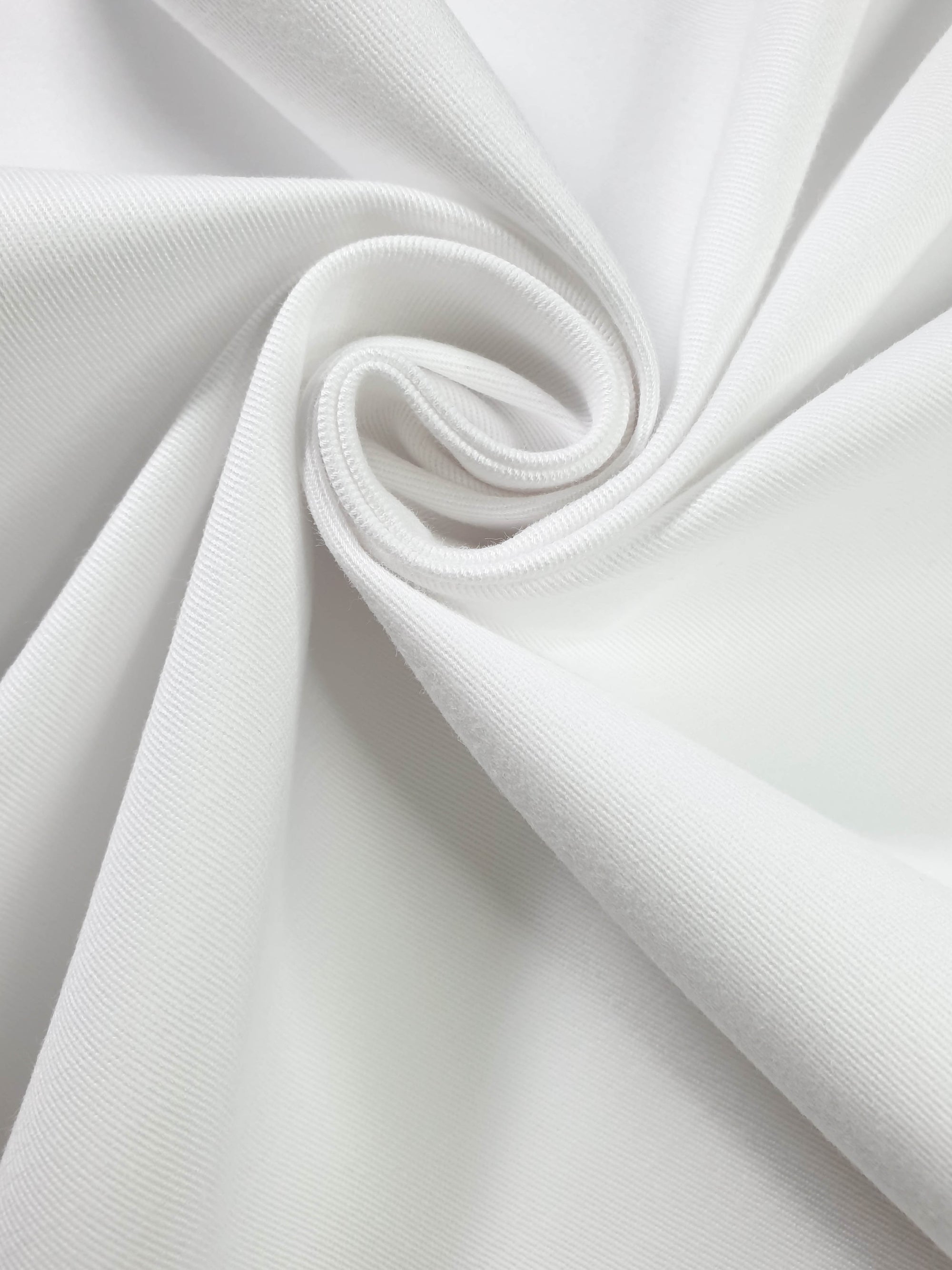 HUBERROSS White Color Brushed Cotton Twill with Stretch  97% Cotton 3% Lycra Cloth Made in Italy