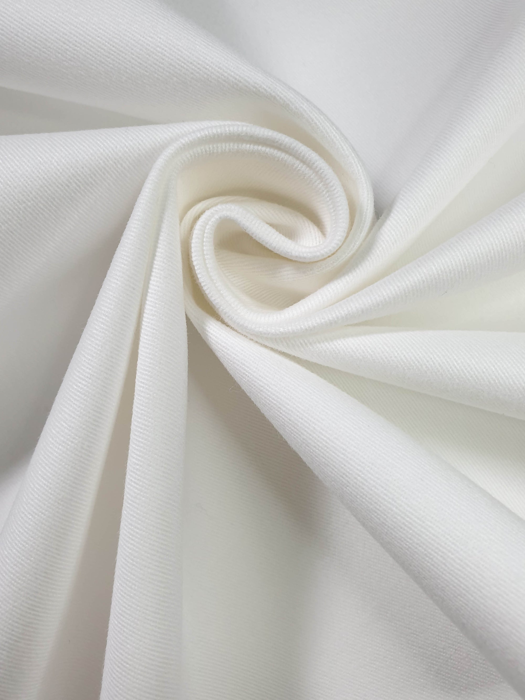 HUBERROSS Off White Brushed Cotton Twill with Stretch  97% Cotton 3% Lycra Cloth Made in Italy