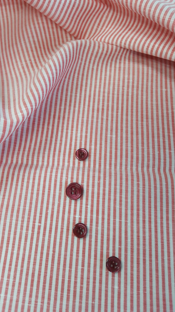 HUBERROSS Piumino Giza 87 Cotton with Linen  Luxurious and light weight  Cherry Red in 0.20cm fine stripes 
