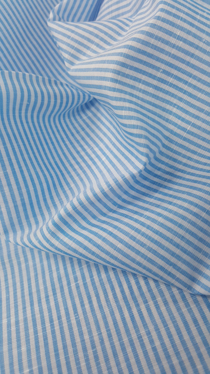 HUBERROSS Piumino Giza 87 Cotton with Linen  Luxurious and light weight  Classical Powder blue in small stripes 