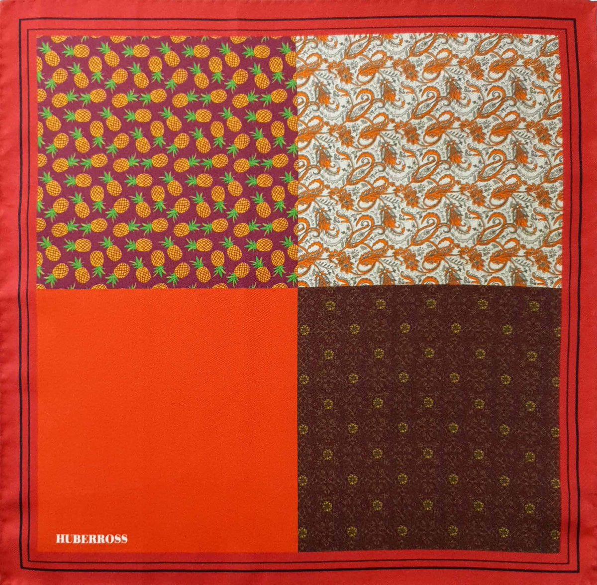 HUBERROSS Glory Amber 100% Silk Hand Rolled Pocket Square PS125