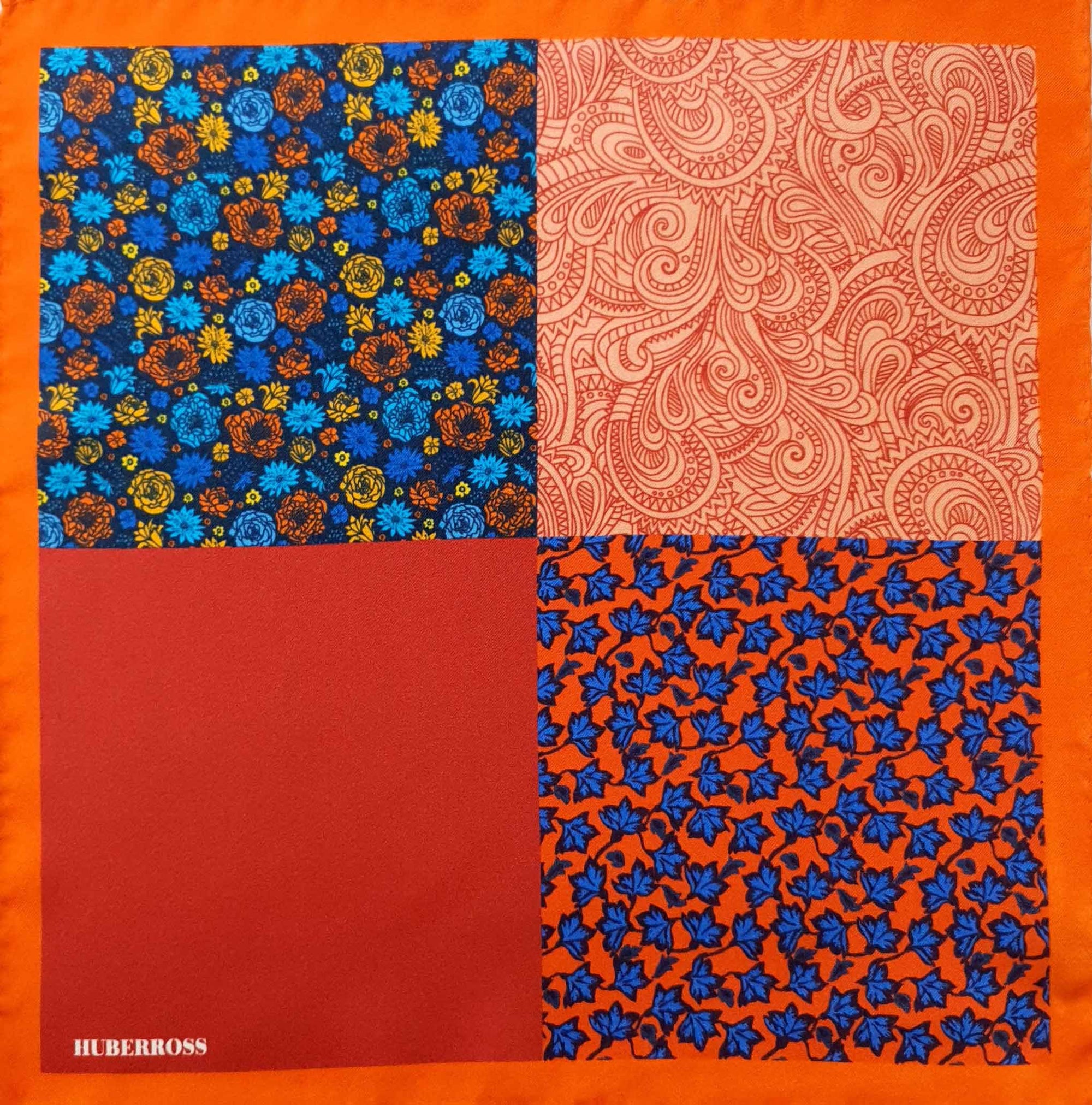 HUBERROSS Seductive Amber 100% Silk Hand Rolled Pocket Square PS127