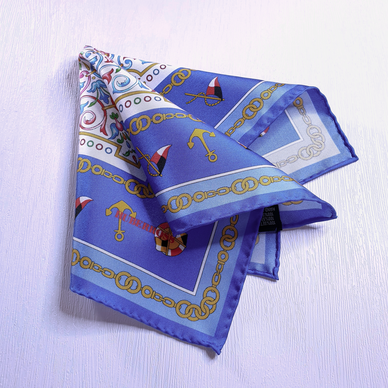 HUBERROSS 100% Silk Pocket Square PS134 Lapis Blue Sail Folded